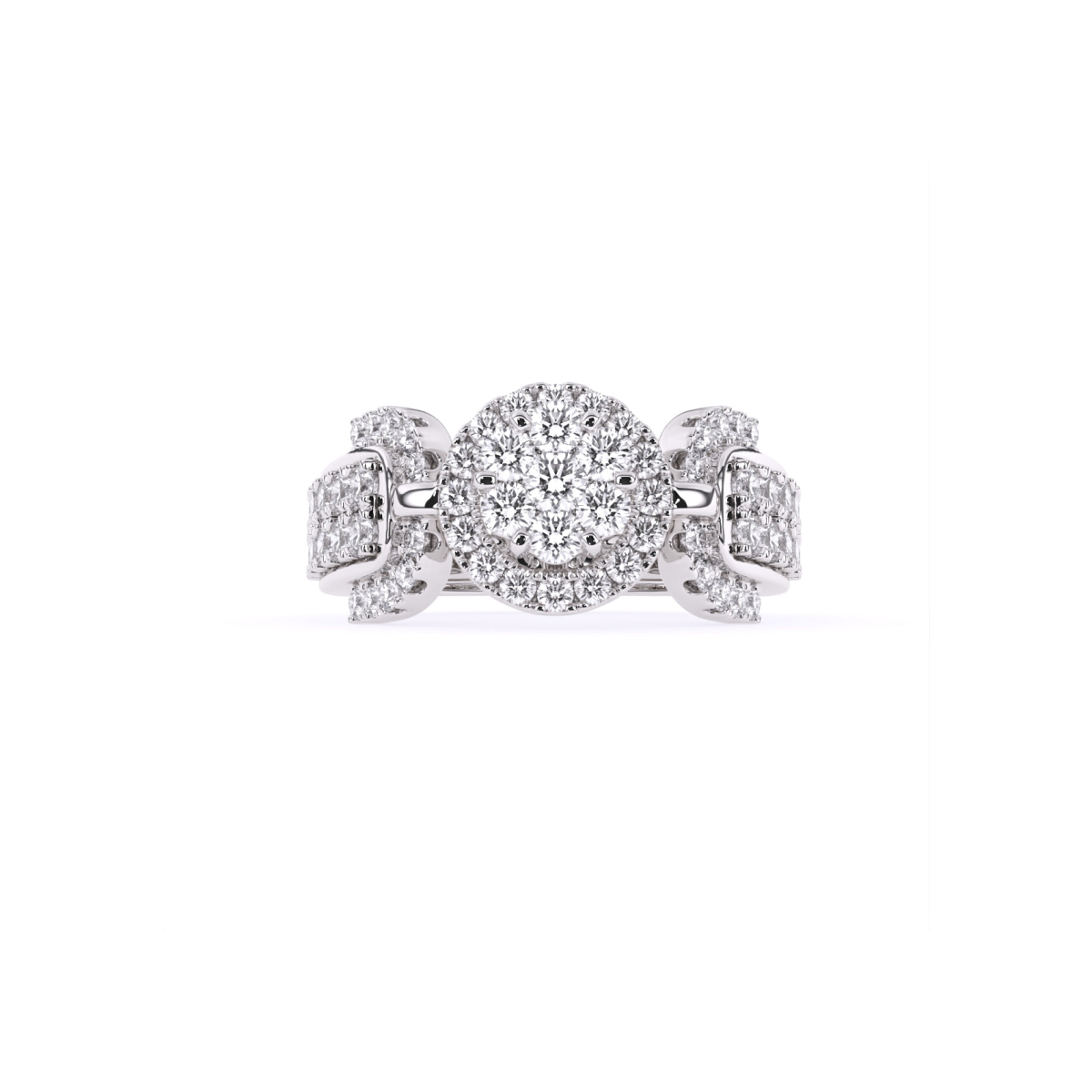 Round Accents Halo Lab Grown Diamond Ring